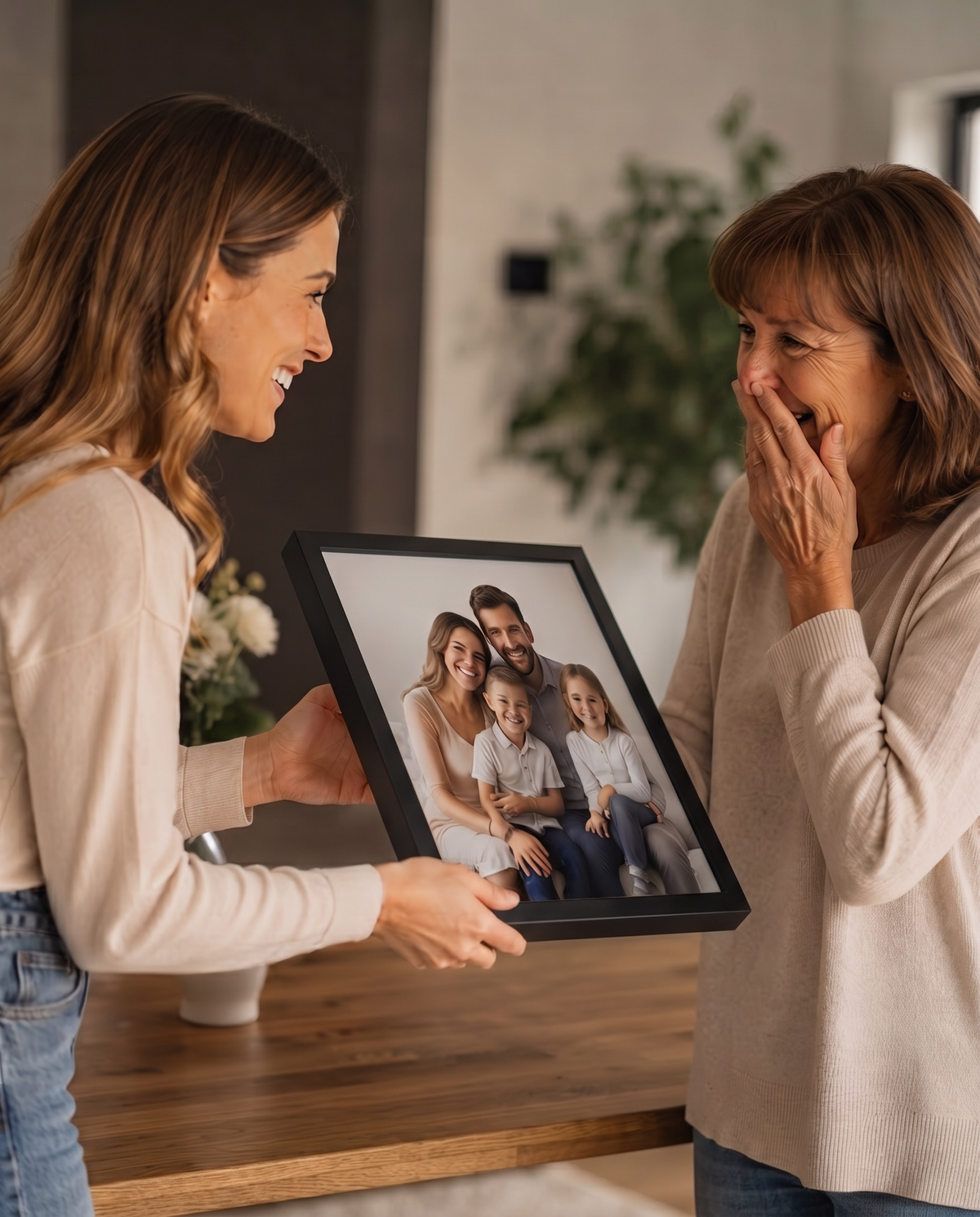 Cadre photo personnalisé en bois – Cadre avec votre photo – Cadeau pour maman, couple et famille