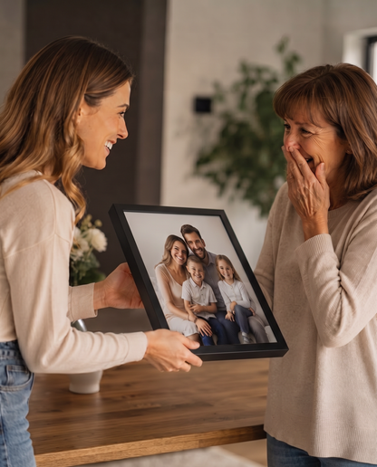 Cadre photo personnalisé en bois – Cadre avec votre photo – Cadeau pour maman, couple et famille